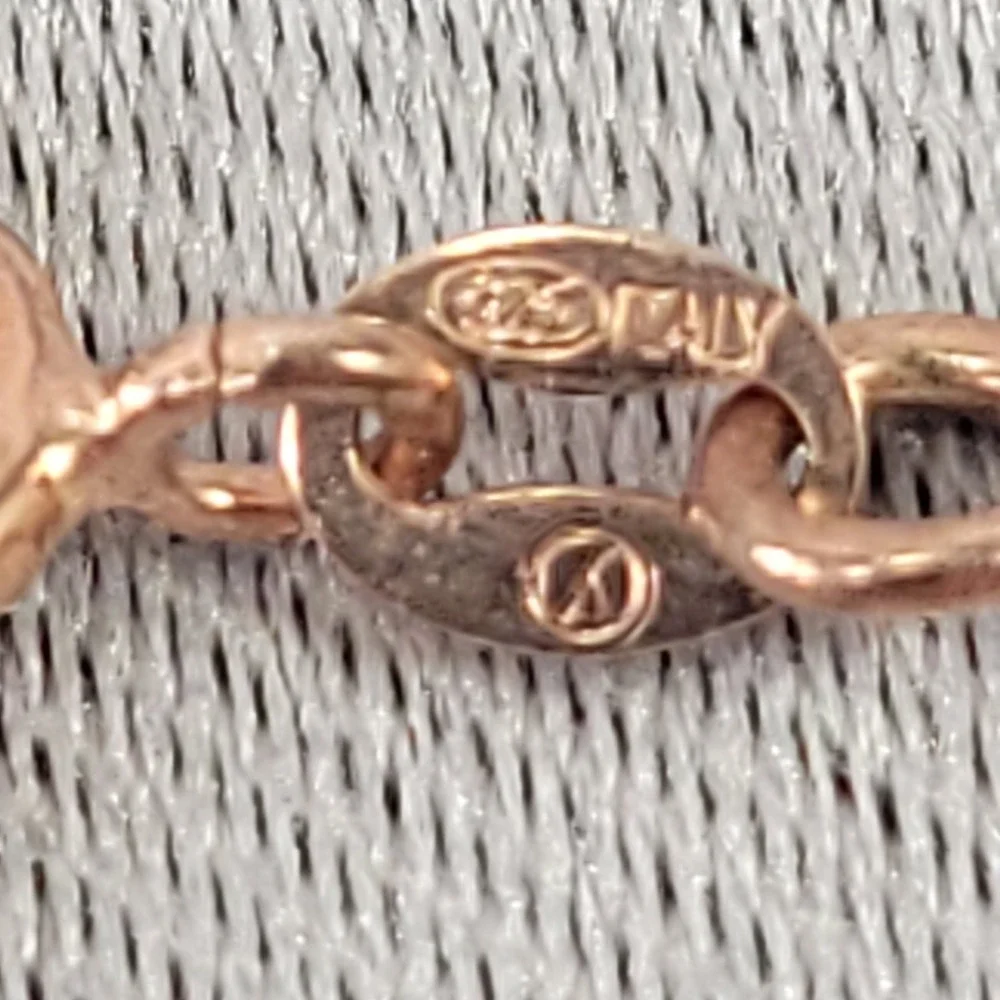 Rose Gold Tone‎ 925 Charm Bracelet Sterling Silver Heart Butterfly 7